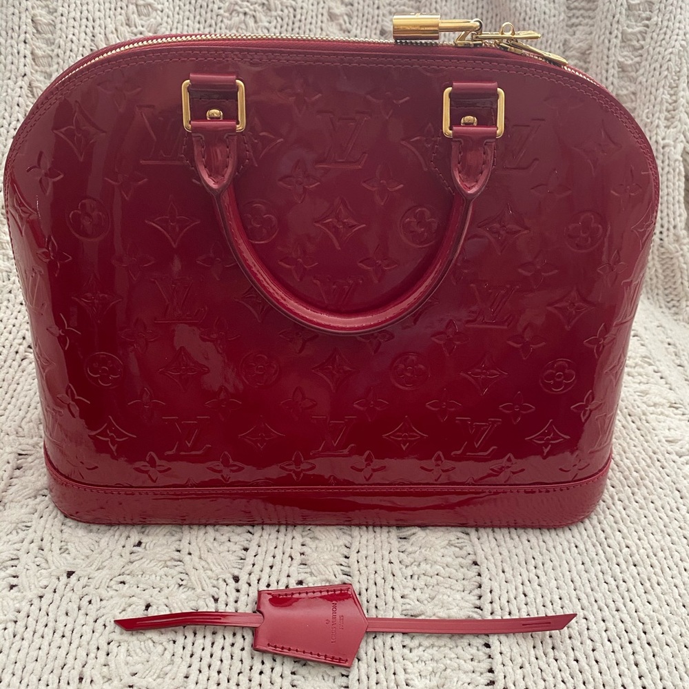 Louis Vuitton Alma Vernis Red Monogram Leather